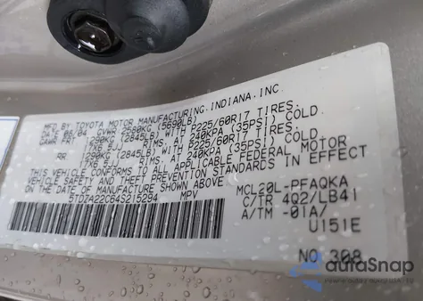 2004 Toyota Sienna Xle Limited z USA, uszkodzony, nr VIN 5TDZA22C64S215294